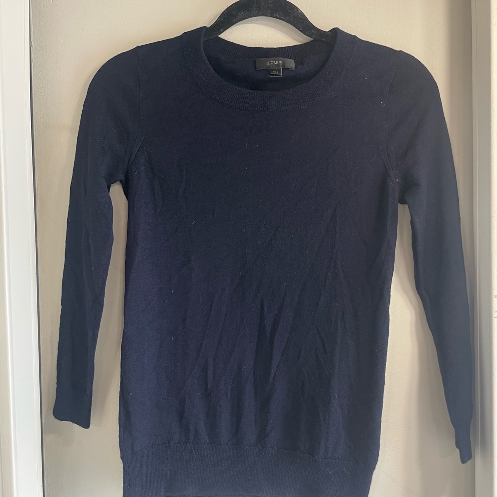 J. Crew merino wool Women's Navy Crewneck Sweater